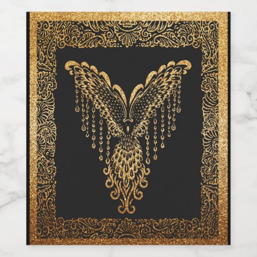 Golden Phoenix Elegance Weinetikett (Einzelnes Label)