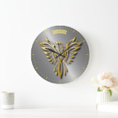 Golden Phoenix Gold Flammen mit Schatten Große Wanduhr (Zuhause)