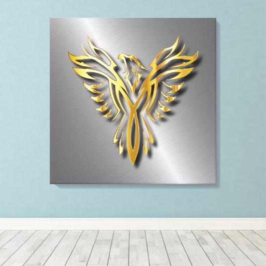 Golden Phoenix Gold Flammen mit Schatten Leinwanddruck (Insitu (Holzboden))