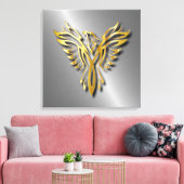 Golden Phoenix Gold Flammen mit Schatten Leinwanddruck (Insitu (Wohnzimmer))