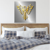 Golden Phoenix Gold Flammen mit Schatten Leinwanddruck (Insitu (Schlafzimmer))