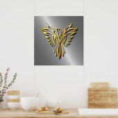 Golden Phoenix Gold Flammen mit Schatten Poster (Küche)