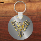 Golden Phoenix Gold Flammen mit Schatten Schlüsselanhänger (Vorderseite)