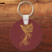 Golden Phoenix Lineart Button Schlüsselanhänger (Vorderseite)