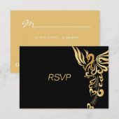 Golden Phoenix Rising Wedding RSVP Card Karte (Vorne/Hinten)