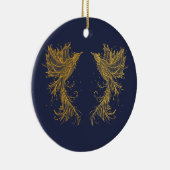Golden Phoenix Twins Blau Keramik Ornament (Rechts)