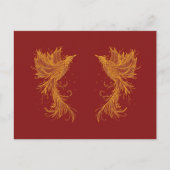 Golden Phoenix Twins on Red Postkarte (Vorderseite)