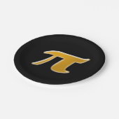 Golden PI auf schwarz Pappteller (Schrägansicht)