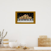 Golden Piano Keyboard Notes und Rose Poster (Küche)