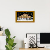 Golden Piano Keyboard Notes und Rose Poster (Heimbüro)