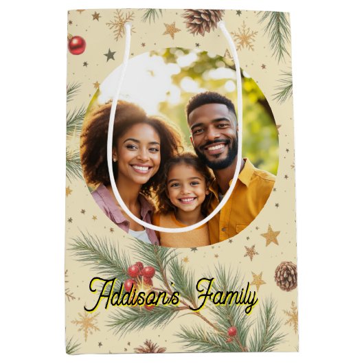 Golden Pine Frame Mittlere Geschenktüte (Vorderseite)