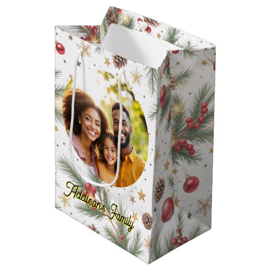 Golden Pine Frame Mittlere Geschenktüte (Vorderseite Schrägansicht)