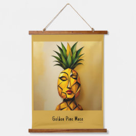 Golden Pine Muse - Pineapple Empire Designs Wandteppich Mit Holzrahmen