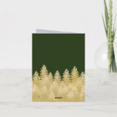 Golden Pine Trees Frohe Weihnachten Dunkles grünes Karte (Rückseite)