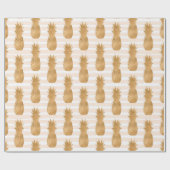 Golden Pineapples Pattern Tropical Geschenkpapier (Flach)