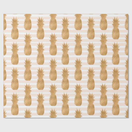 Golden Pineapples Pattern Tropical Geschenkpapier (Flach)