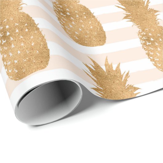 Golden Pineapples Pattern Tropical  Geschenkpapier (Rolleneckpunkt)