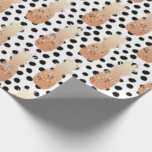 Golden Pineapples Pattern Tropical  Geschenkpapier (Ecke)