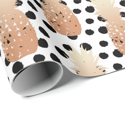 Golden Pineapples Pattern Tropical Geschenkpapier (Rolleneckpunkt)