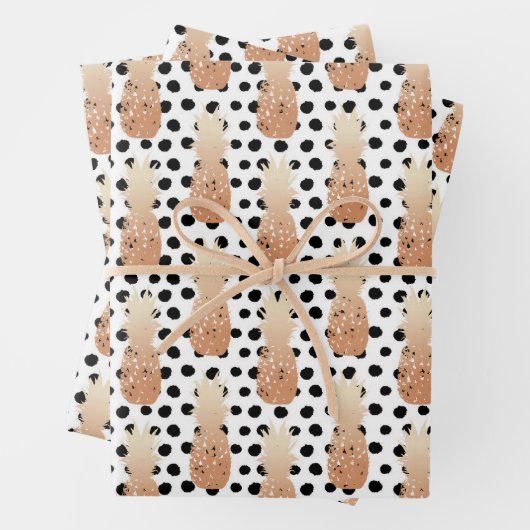 Golden Pineapples Pattern Tropical Geschenkpapier Set (Beispiel)