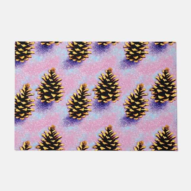 Golden Pinecones Door Mat Fußmatte (Vorderseite)