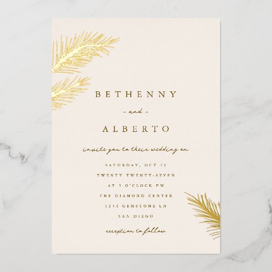 Golden Pines Foil Einladung (Vorderseite)