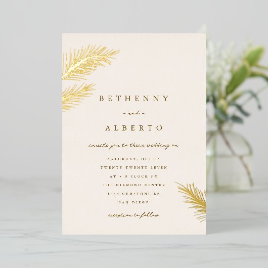 Golden Pines Foil Einladung (Stehend vorne)