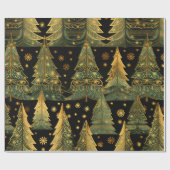 Golden Pines on Midnight Wrapping Paper Geschenkpapier (Flach)