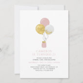 Golden & Pink Balloons Moderne Erwachsene Geburtst Einladung (Vorderseite)