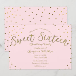 Golden & Pink Blush Moderne Sweet 16 Geburtstagspa Einladung