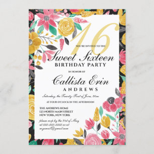 Golden Pink Blütenfarbe Süß 16 Einladung