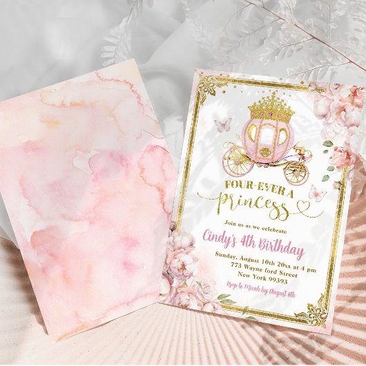Golden Pink Fourever - Eine Prinzessin, die Geburt Einladung
