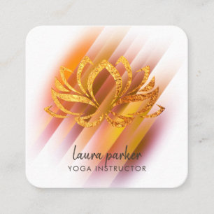 Golden Pink Lotus Blume Yoga Instruktor Zen Art Quadratische Visitenkarte