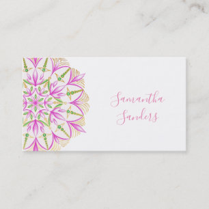 Golden Pink Magnolia Mandala Green Blätter Visitenkarte