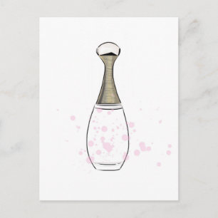 Golden pink perfume bottle postkarte