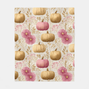 Golden & Pink Pumpkins Falldesign Fleecedecke
