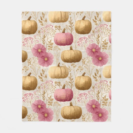 Golden & Pink Pumpkins Falldesign Fleecedecke (Vorderseite)