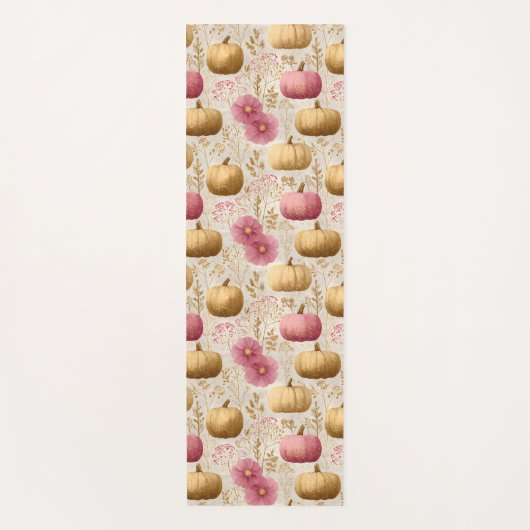 Golden & Pink Pumpkins Falldesign Yogamatte (Vorderseite)