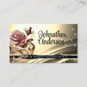 Golden Pink Rose Glitzer Stars QR Code Visitenkarte (Vorderseite)