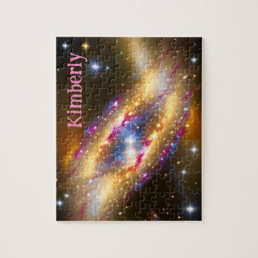 Golden Pink und Blue Galactic Space Event Puzzle (Vertikal)