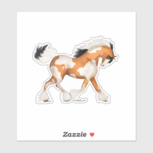 Golden Pinto Sinti und Roma Horse Über dem Reiten Aufkleber