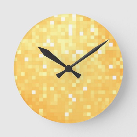 Golden Pixel Sparkle Runde Wanduhr (Vorderseite)