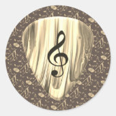 Golden Plectron - Stilvolles Design für Musikliebh Runder Aufkleber (Vorderseite)