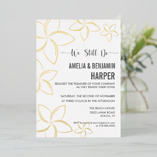 Golden Plumeria Vow Erneuerende Einladung wir noch (Stehend vorne)