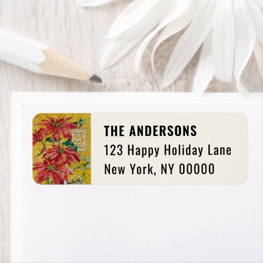 Golden Poinsettia | Christmas Return Address (Insitu)