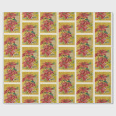 Golden Poinsettia | Fine Art Christmas Gift Wrap Geschenkpapier (Flach)
