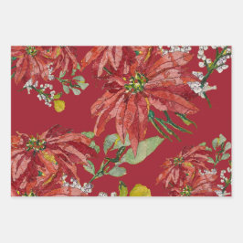 Golden Poinsettia | Fine Art Christmas Red Geschenkpapier Set