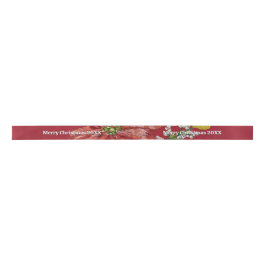 Golden Poinsettia | Personalized Christmas Red Satinband