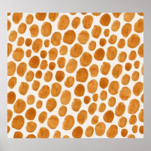 Golden Polka Dots: Abstrakt Gouache Poster