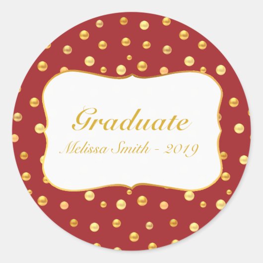 Golden Polka Dots Graduate Sticker (Vorderseite)